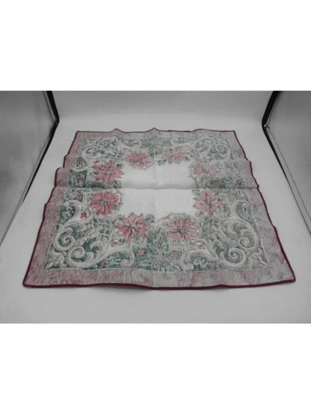 Vintage Bardwil Linens Christmas Holiday Napkins Set of 4 Poinsettia 17 x 17